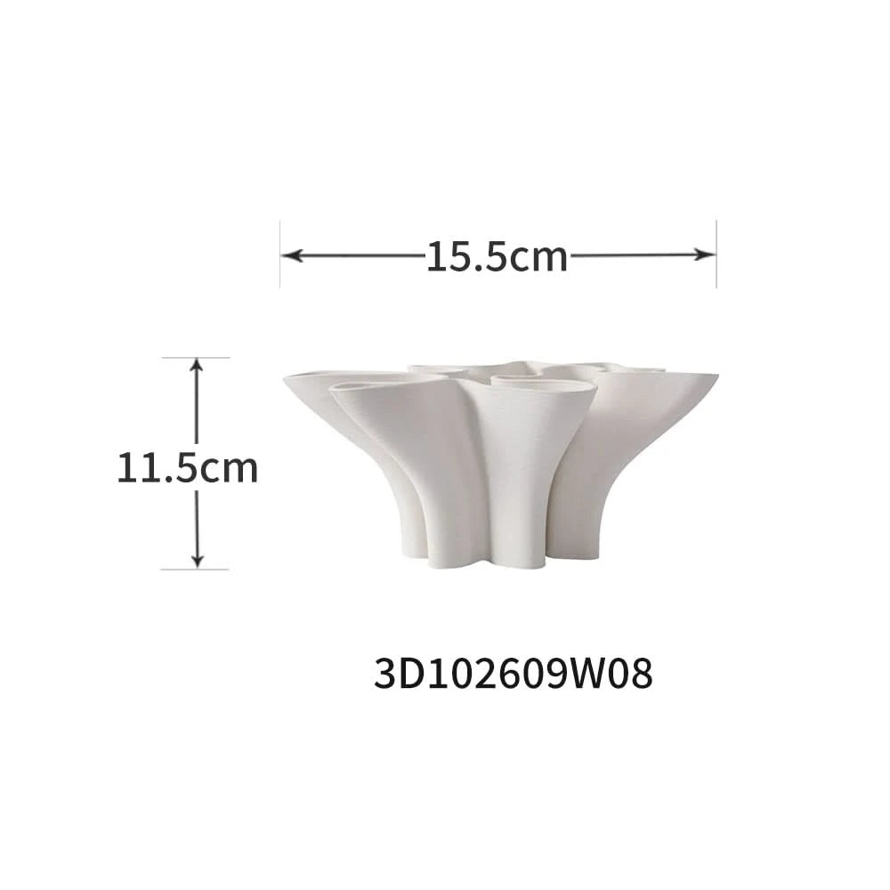 Modern abstract white ceramic vase, 15.5cm x 11.5cm, minimalist home decor.